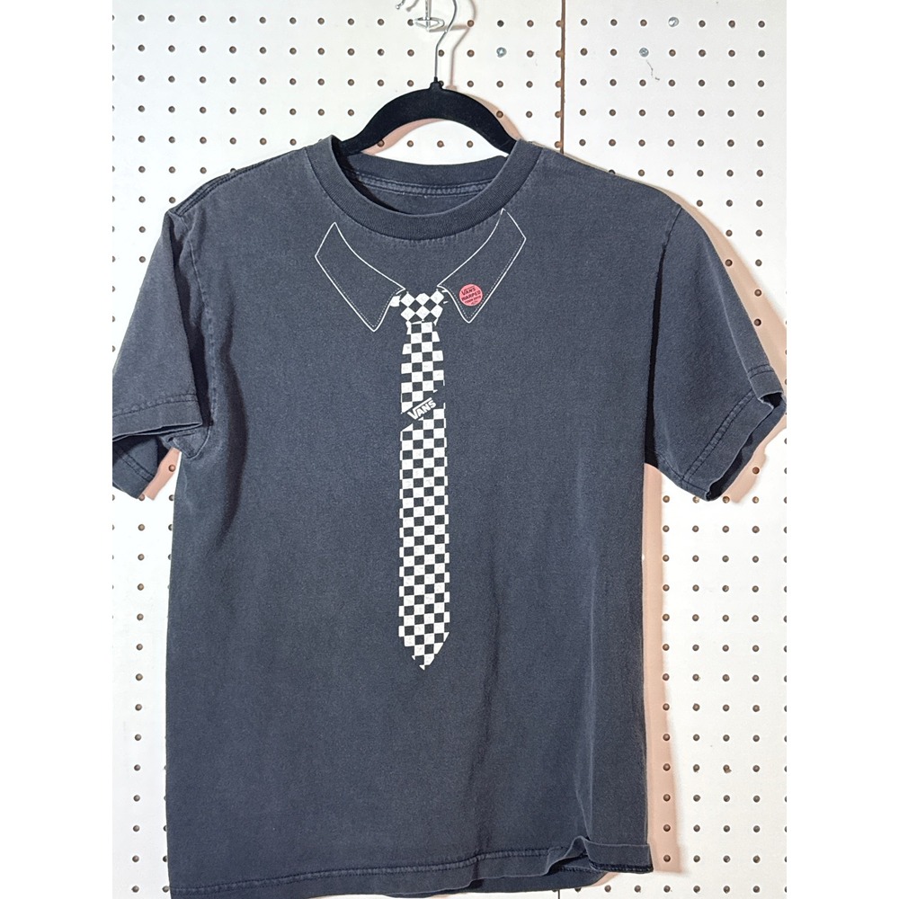 Vans Warped Tour 2010 Shirt Vintage Checkered Tie Graphic Tee Black Small